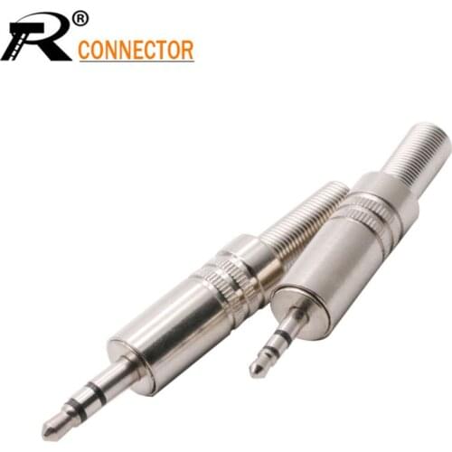 3pcs Jack 3.5mm Metal Spring Solder Adapter Nickle Plated Wire Connector 3pole 3.5mm Stereo Male Plug