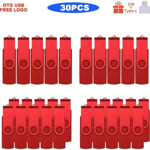 30pcs/lot USB OTG micro usb flash drive 64GB 32GB 16GB usb portable USB 2.0 128GB flash drive USB pendrive flash disk free logo