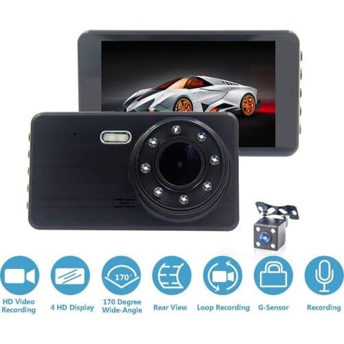 Car DVR 4.0 Full HD 1080P Dual Lens Rear View DashCam Video Recorder Digital Camera Vehicle Monitor Detector Camcorder Registrar