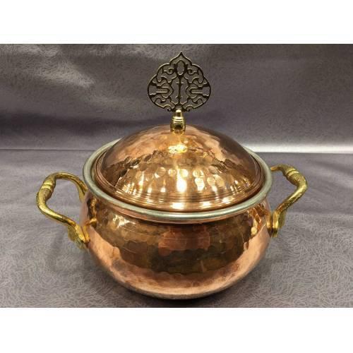Big casserole-hammer wrought copper big casserole pots-real copper handmade big casserole small size 1.8 L 10 cm