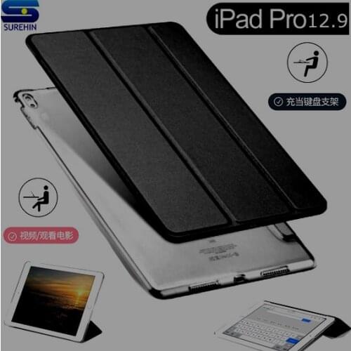 SUREHIN Nice smart leather case for apple ipad pro 12.9 case cover fit 1 Generation 2015 Year transparent back slim thin sleeve