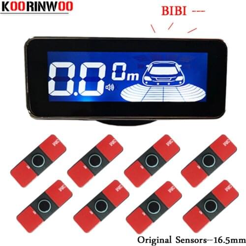 Koorinwoo Original 16.5mm Probes LCD Screen Car parking sensors 8 Radars front Parktronic Alarm Parking Assistance Black White