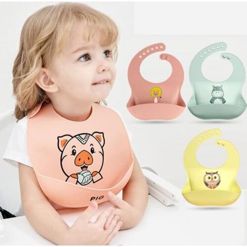 Baby Silicone Bibs New Kids Baby Burp Cloths Waterproof Cartoon Feeding Baby Things Soft Colorful Bib Saliva Towel for Newborn