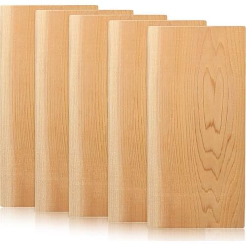 5PscCedar Grilling Planks for Moister&More Flavorful Salmon Steaks Seafood BBQ Tools Kitchen Accessories Non Stick Grilling Mats