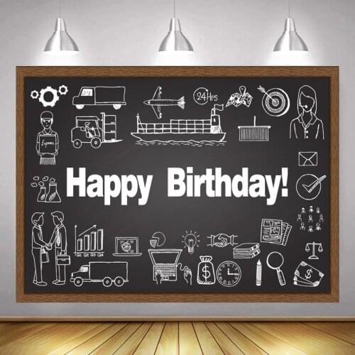 Happy Birthday Blackborad Classmate Theme Party Backdrops Chalk Drawing Back To School Teenage Photo Background