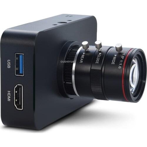 12MP HDMI Camera 1080P 60fps 1080i Live Webcam USB Camera Recording 4K@30fps Industry C/CS-Mount Camera with 6-12mm Lens