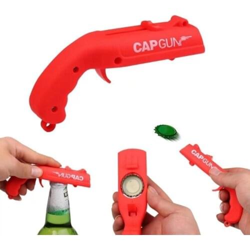 Creative Beer Bottle Opener Spring Cap Catapult Launcher Gun shape Bar Tool Drink Opening Shooter destapador Kitchen tool