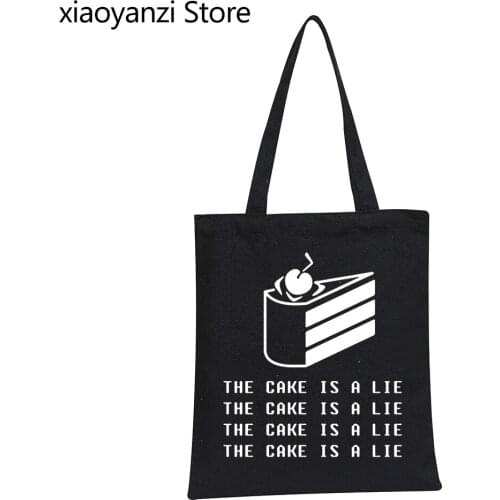Fashion New Portal 2 Canvas Shopping Bags Game Eco Reusable Handbag The Cake Is A Lie Students Book Shoulder Bags SL-193