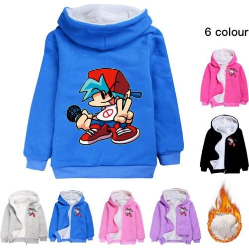 Cartoon Girls Jackets thick warm cotton coat Kids Hooded Coat Winter Outerwear Casual Friday Night Funkin Girls Winter Parka