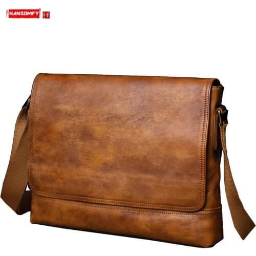 Genuine Leather Mens bag Cowhide men messenger bag business casual shoulder bag computer school bag male bag korean version new