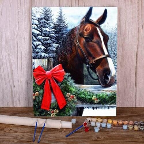 Horse Animal DIY Paint By Numbers Kit Oil Paints 40*50 Canvas Pictures Loft Wall Picture Children Handicraft Drawing