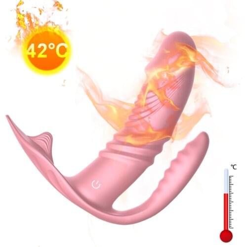 Wearable Butterfly Heating Dildo Vibrator Wireless Remote Panty Vibrator Sex Toys For Women Butt Plug G Spot Clitoris Stimulator