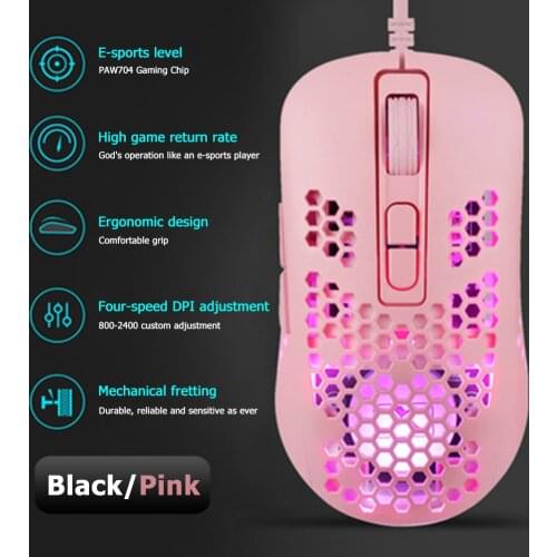 Pro Gamer USB Wired Mouse Lightweight Honeycomb Hole Backlit Gaming Mice for PC Gamer Office Notebook Mice Mouse