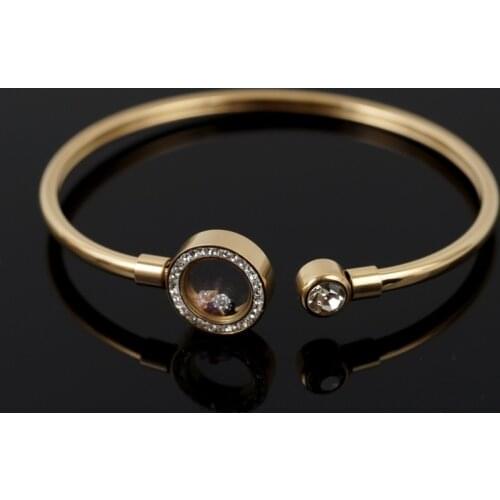 Luxury Stainless Steel Fancy Crystal Bangles Bracelets Adjustable Rhinestones Bracelet For Women Men Couple Wedding Jewelry