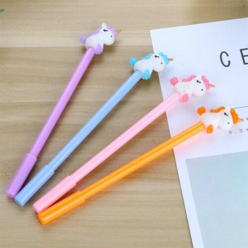40PCS Creative Korean Cartoon Unicorn Black Ink Gel Pen Student Writing Pen Office Accessories Cute Stationary Supplies