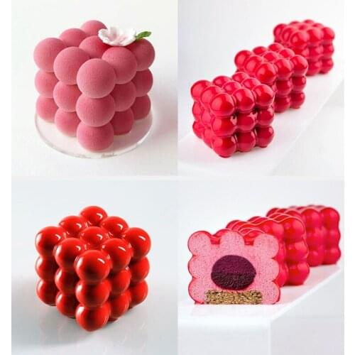 6 Cavities Silicone Mold 3D Ice Cube Maker Mousse Cake Mold Square Bubble Dessert Molds Cake Tray Kitchen Candle Plaster Mould