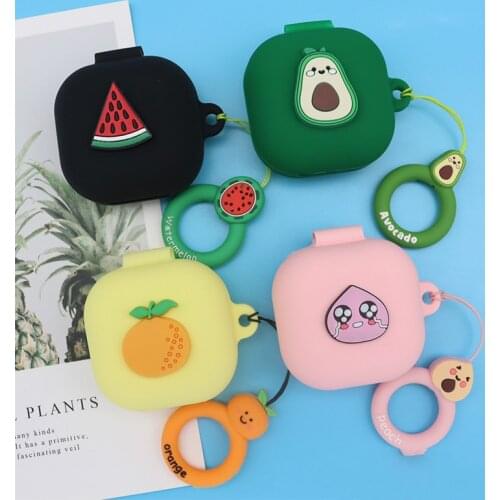 Cartoon Fruit Silicone Protective Case for Samsung Galaxy Buds Live 2020 Wireless Bluetooth Earphone Cover Anti-lost Finger Ring