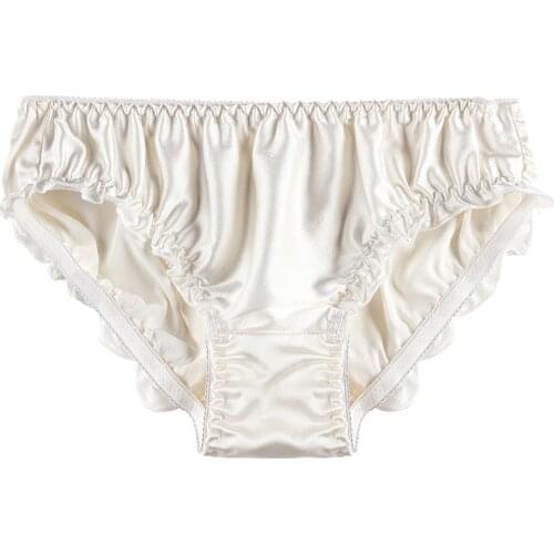 Womens Sexy Panties Silk Satin Briefs Comfortable Breathable Ruffle Milk Underwear Elastic Women Underpanties Seamless Lingerie