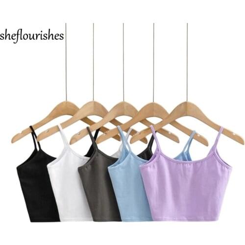 Backless top women 2021 sexy crop top summer korean style tanks camis knit u neck cross tops spaghetti strap crop top black