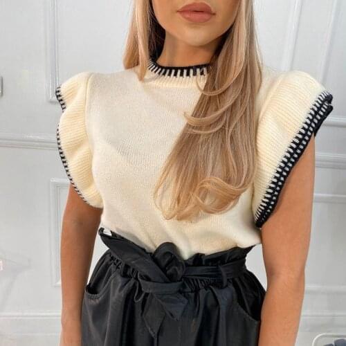 Korean Sweater Vest Women Knitted Pullover Tops Casual Sleeveless Side Black Sew Patchwork Y2k Clothes 2021 Spring Autumn New