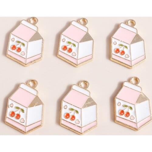 10pcs 13*20mm Cake Box Strawberry Charms Necklaces Earrings Making Accessories Pendant Fruit Food diy Charms Jewerly Findings