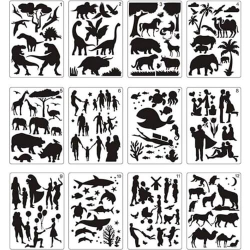 12Pcs Mandala Painting Templates Perfect Animal Drawing Stencils Hollow Board for DIY Painting Art