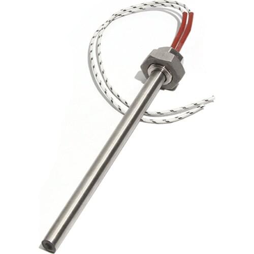 16mm Dia 100~150mm G1/2 Thread Cartridge Heater 50W/100W/150W/200W 201 Stainless Steel Electric Heating Element with Nut