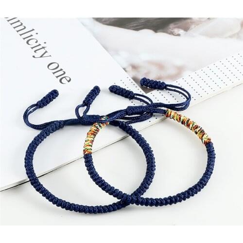 2pcs Couples Lucky Bracelets Simple Handmade Braided Red Black Rope Knot Tibetan Buddhist Bracelet for Women Adjustable Jewelry