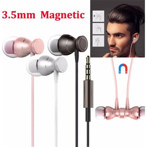 3.5mm Super Bass Magnetic Earbuds with Mic In-ear Stereo Headset Earphone Waterproof For Mobile Phone MP3 MP4 #252895