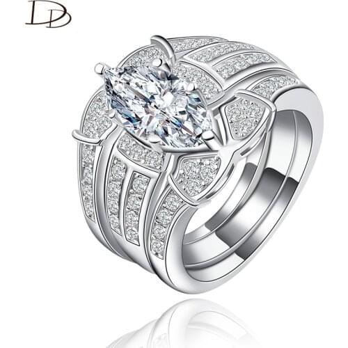 3Pcs Bridal Wedding Band Rings Set For Women Accessories Stainless Steel Pair Love Ring Bagues Pour Femme Ringen Dd123