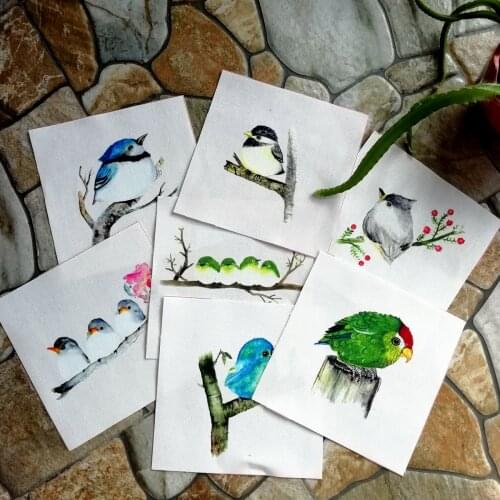 Cute Bird Print Cotton Hand Dyed Fabric For DIY Sewing Bag/mat/purse Patchwork Quilting 15*15cm Positioning Cloth Cat Fabric