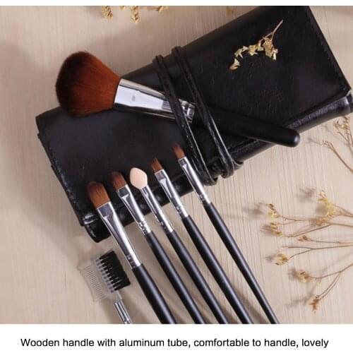 7Pcs Makeup Brushes Set Portable Case PU Storage Bag Eye Shadow Powder Foundation Eyelash Lip Make Up Brush Cosmetic Beauty Tool