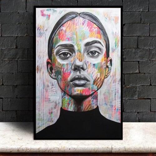 Abstract Graffiti Girl Portrait Art Posters and Prints Modern Home Decor Bedroom Canvas Paintings Modular Pictures Frameless