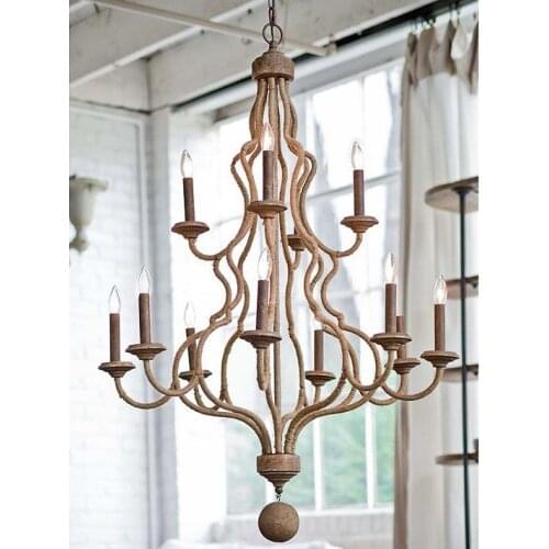 American township wood chandelier living room retro French garden wrought iron restaurant bedroom European candle clothing store