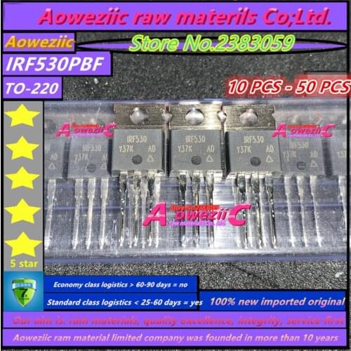 Aoweziic 2018+ 10 PCS - 50 PCS 100% new imported original IRF530PBF IRF530 TO-220 N-Channel MOS Transistor 100V14A