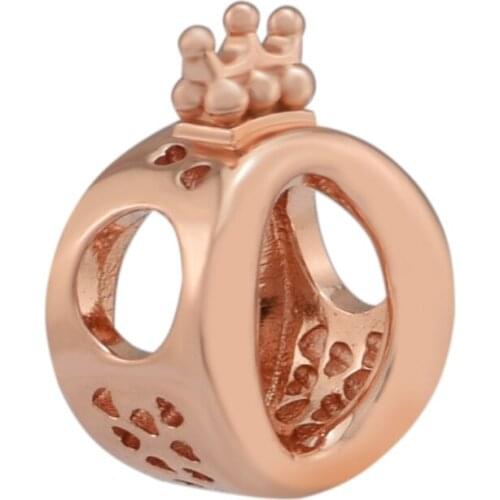 Rose Gold Shine Crown O Beads For Jewelry Making Fits Sterling Silver Jewelry Bracelets For Woman DIY Jewelry