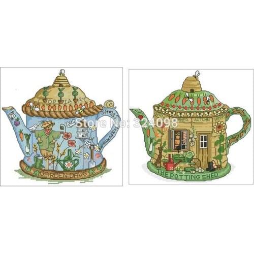 Teapot patterns Counted Cross Stitch 11CT 14CT 18CT DIY wholesale Chinese Cross Stitch Kits Embroidery Needlework Sets