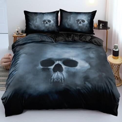 3D Black Beddings Duvet Covers Set Quilt Cases Pillow Shames Sets Full King Queen Double Size Custom Design SkullBedclothes