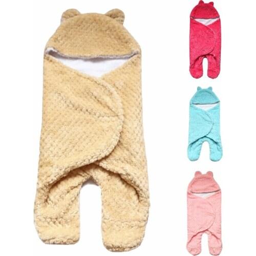 Baby Blanket Envelope Swaddle Winter Wrap Coral Fleece Newborn Blanket Sleeper Infant Stroller Wrap Toddlers Baby Sleeping Bag