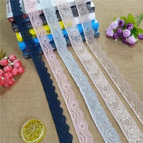 Width 2-3.5cm stretch Elastic and Colorful Nylon Spandex lace fabric trim for dress pants skirt decoration accessories