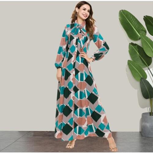 Elegant Muslim Women Hijab Shirt Dress Lapel Eid Abaya Dubai Turkey Kaftan Marocain Islam Clothing Dresses Robe Musulman Vestido