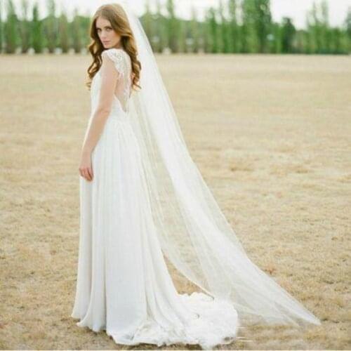 High Quality Hot Sale Ivory White Two Meters Long Tulle Wedding Accessories Bridal Veils With Comb