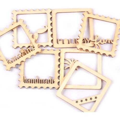 10pcs/lot 57mm Mixed Pattern Wood Crafts Photo Frame For DIY Scrapbooking Accessories Wooden Slices Home Decor Handmade Ornament
