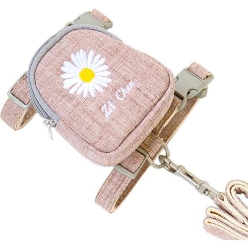 Hot Sale Pet Backpack Traction Rope Cute Chrysanthemum Chest Strap Dog Chain Walking The Dog Rope Small Medium Sized Dogs Cat