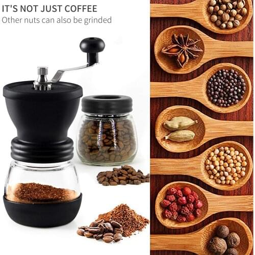 Coffee Grinder 2PCS glass container Manual Handmade Coffee Bean Burr Grinders Mill Kitchen Tool Crocus Grinders