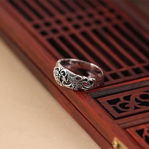925 Vintage Thai Silver Flower Ring for Women Engagement Wedding Gifts Silver Jewelry Ring Wholesale Size 5-10