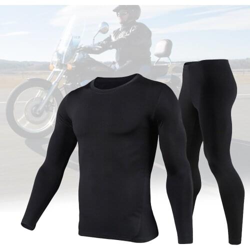 LEEPEE Winter Warm Long Johns Motorcycle Skiing Base Layer Mens Fleece Lined Thermal Underwear Set Shirts & Tops Bottom Suit
