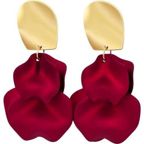 MISANANRYNE Trendy Geometric Women Dangle Earrings Red Rose Earrings Female Ear Jewelry Eardrops Korean Jewelry New Arrival