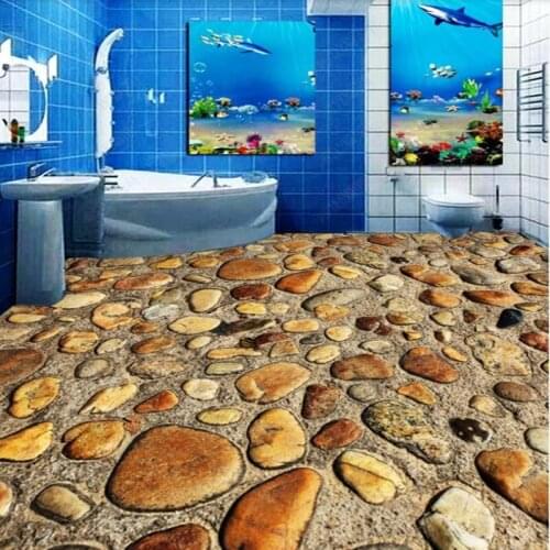 Custom Wall Mural Floor Sticker 3D Aesthetic stone bathroom bedroom living room 3D Floor PVC Self-adhesive Wallpaper Decor