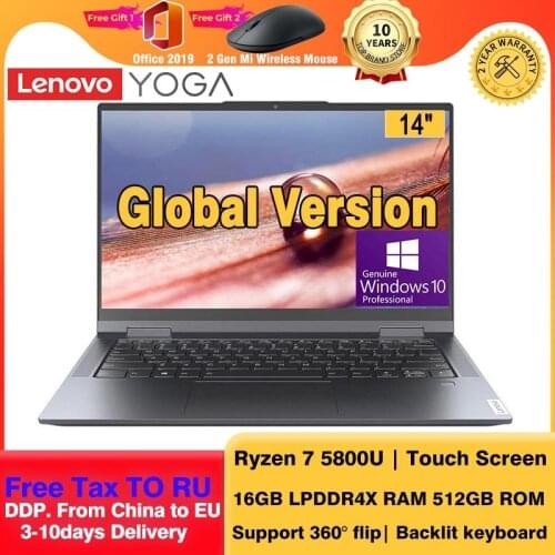 Lenovo YOGA 14c 2021 Laptop 360 Touch Screen Ryzen R7 5800U 16GB RAM 512GB SSD ROM PC Windows 10 Pro Notebook Global Version